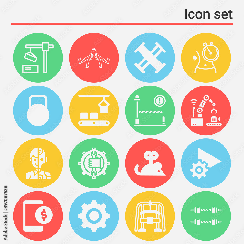 16 pack of mechanism filled web icons set 16 pack of mechanism filled web icons set