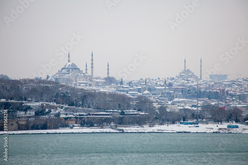 Historical peninsula in winter day  in Istanbul, Turkey