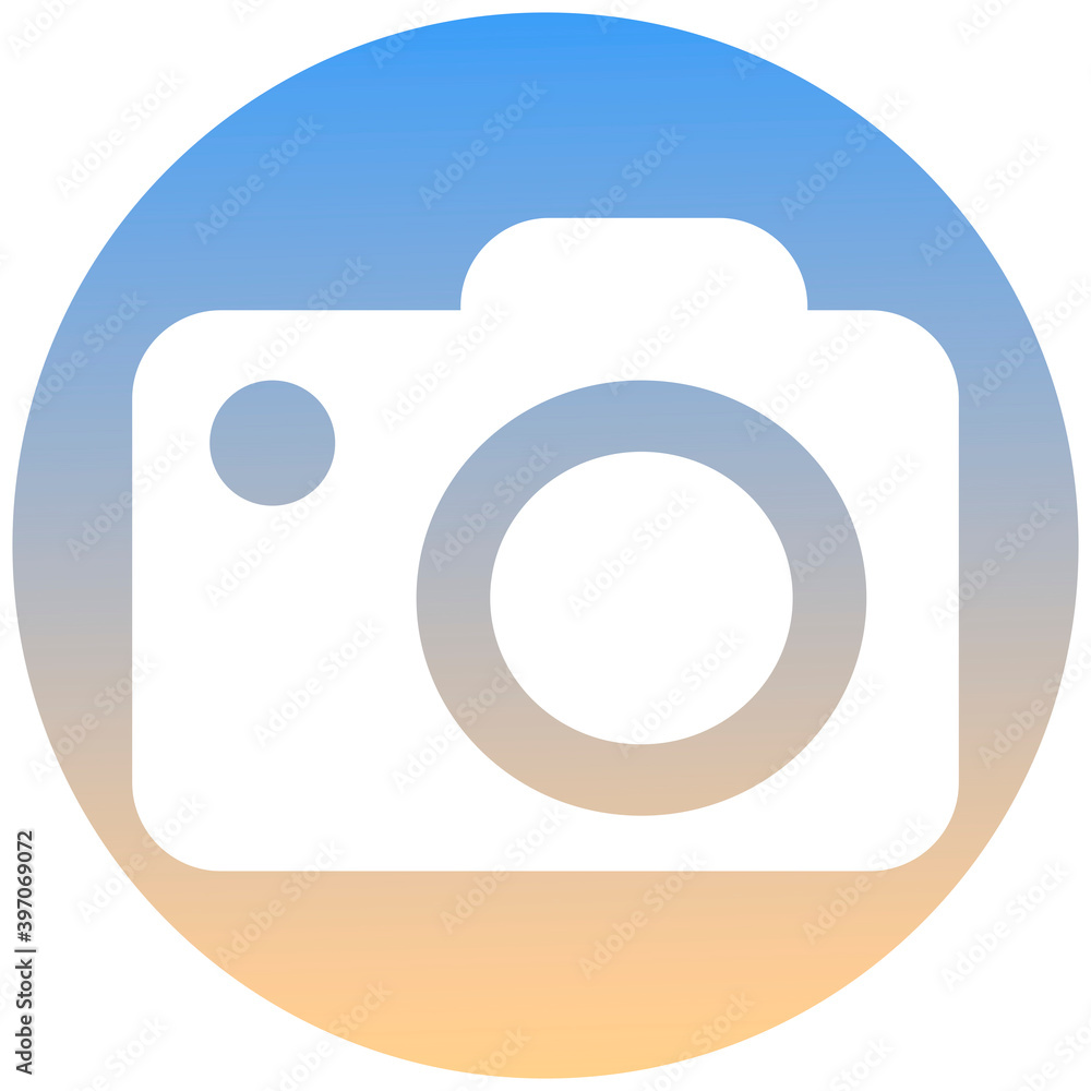 Camera symbol of a set. White camera icon, on gradient button. Use for banner, card, poster, brochure, banner, app, web design. Easy to edit. Vector illustration - EPS10. Camera symbol of a set. White camera icon, on gradient button. Use for banner, card, poster, brochure, banner, app, web design. Easy to edit. Vector illustration - EPS10.