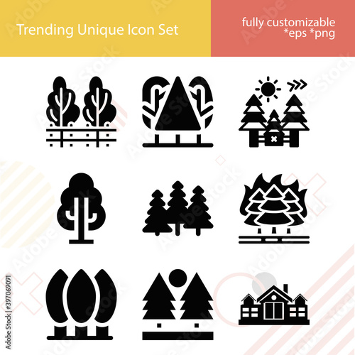 Simple set of logging related filled icons.