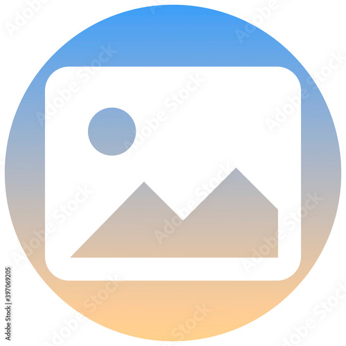 Picture symbol of a set. White photo icon, on gradient button. Use for banner, card, poster, brochure, banner, app, web design. Easy to edit. Vector illustration - EPS10.