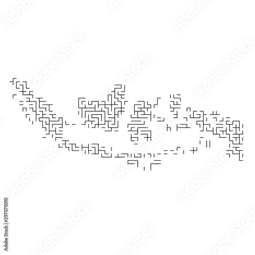 Indonesia map from black pattern of the maze grid. Vector illustration. © elenvd