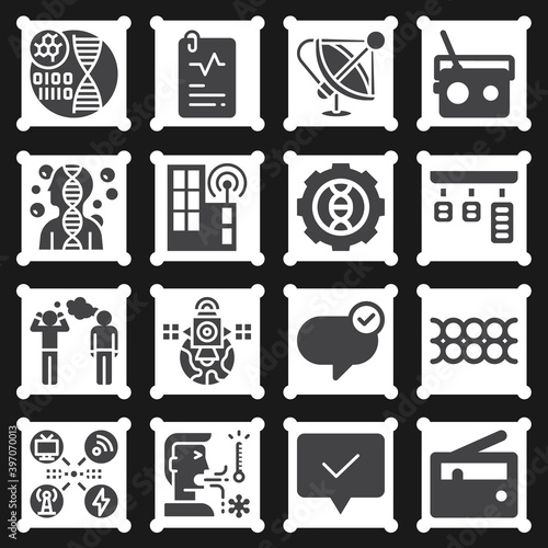16 pack of transmitted  filled web icons set
