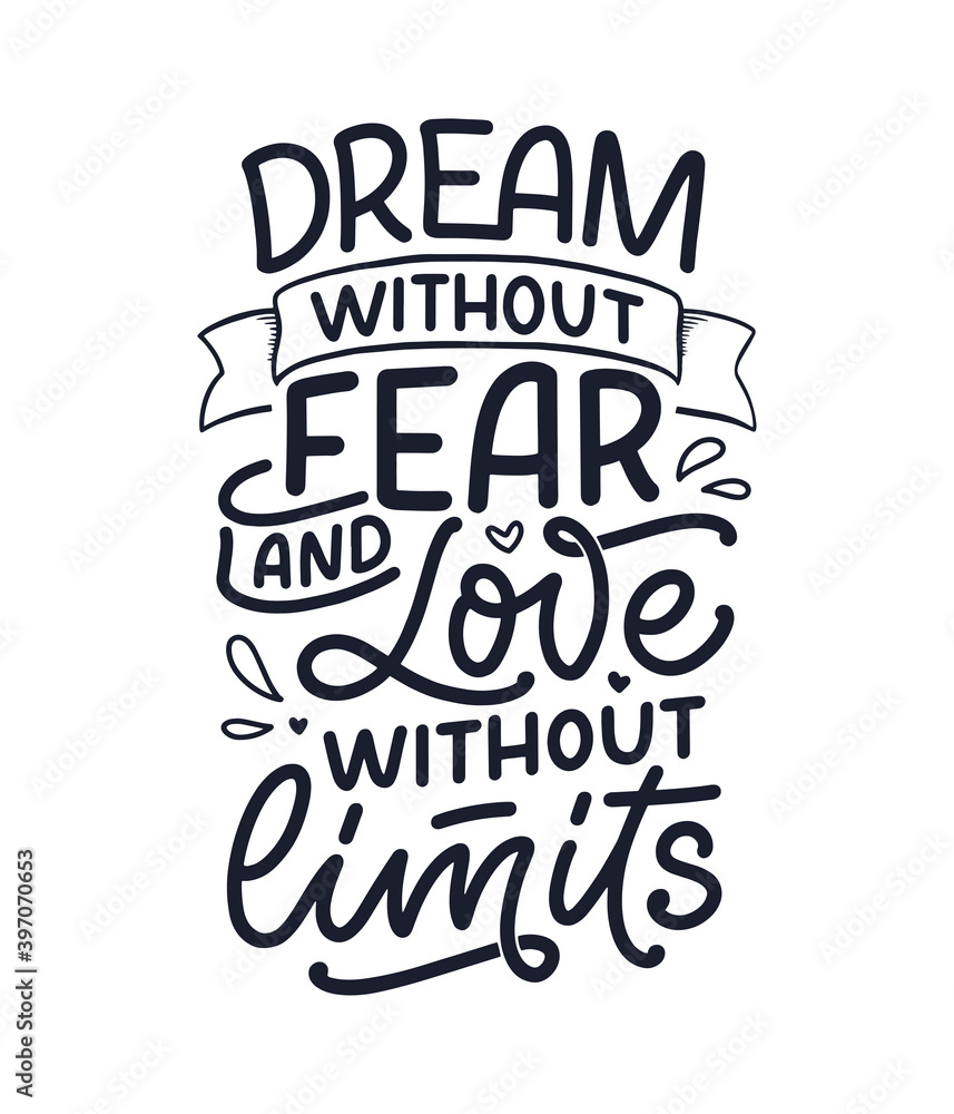 Obraz premium Card with slogan about love in calligraphy style. Vector abstract lettering composition. Trendy graphic design for print. Motivation poster. Quote for Valentine's Day.