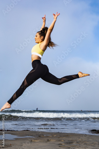 yoga at a clifornia beach