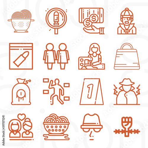16 pack of rape  lineal web icons set