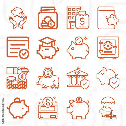 16 pack of accounts  lineal web icons set