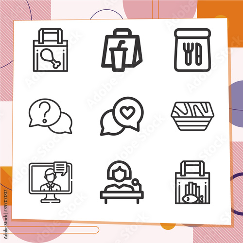 Simple set of 9 icons related to aside
