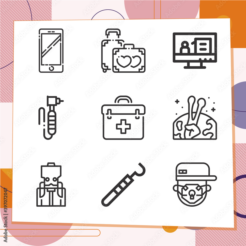 Simple set of 9 icons related to visit Simple set of 9 icons related to visit