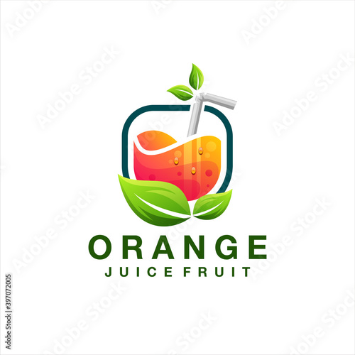 orange juice gradient logo design