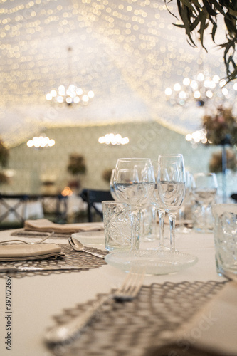 christmas table setting in a restaurant