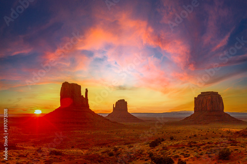 Monument Valley National Park at the Visitor Center at Orange Sunrise  Utah. United States