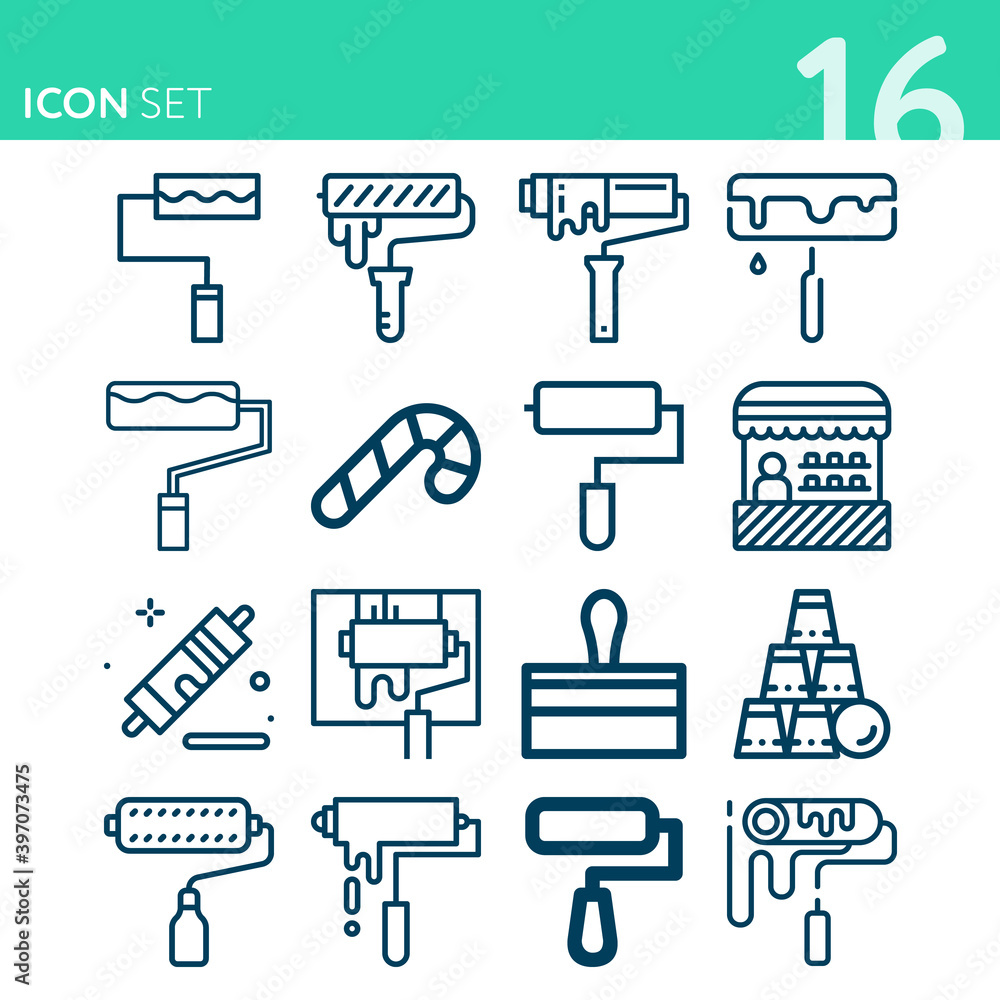 Simple set of 16 icons related to rides Simple set of 16 icons related to rides