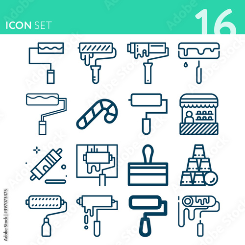 Simple set of 16 icons related to rides