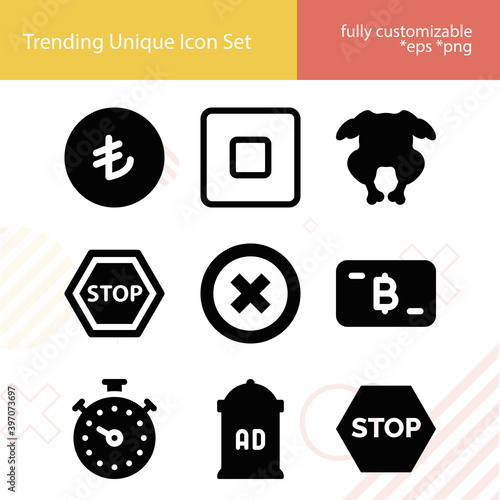 Simple set of not related filled icons.