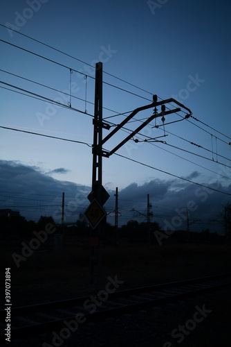 railway in the evening