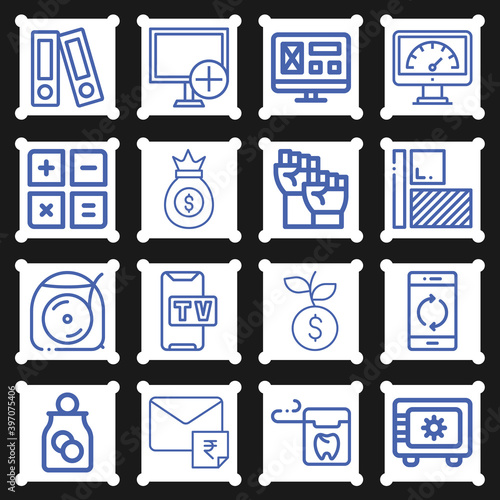 16 pack of working  lineal web icons set