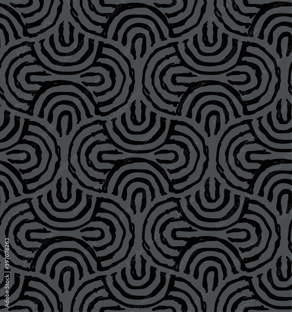 Seamless interlaced stylish pattern. Repeating vector geometric background design with thin arcs.