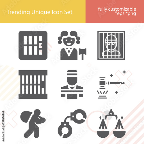 Simple set of guilty related filled icons.