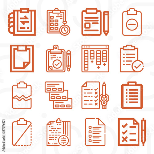 16 pack of accomplished  lineal web icons set