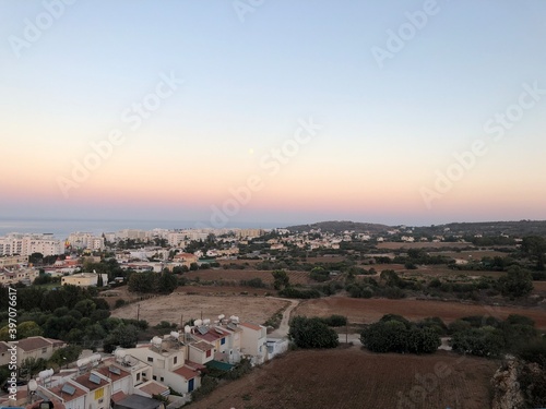 a colourful sunset view of Protaras from the Church of St. Elijah the prophet