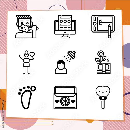 Simple set of 9 icons related to business