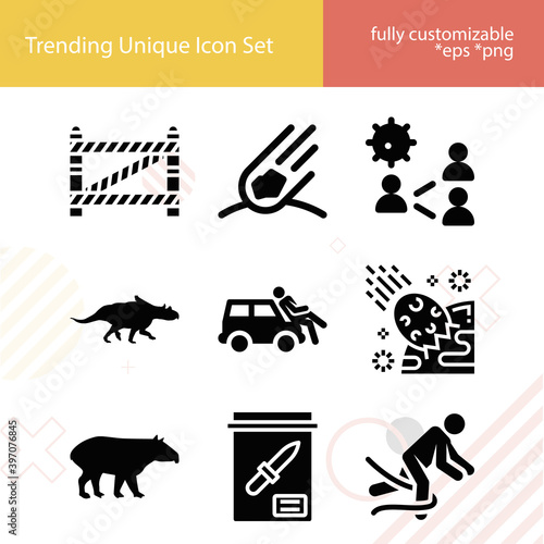 Simple set of incident related filled icons.