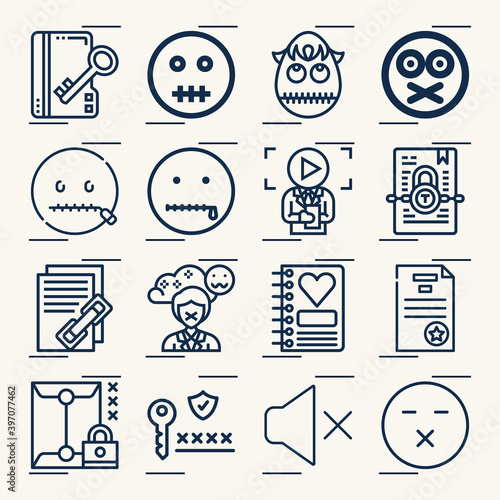 Simple set of whisper related lineal icons.