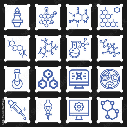 16 pack of atomic theory  lineal web icons set