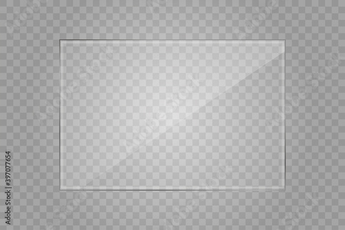 Glass texture background. Frame for design. Glass transparent object. Vector illustration
