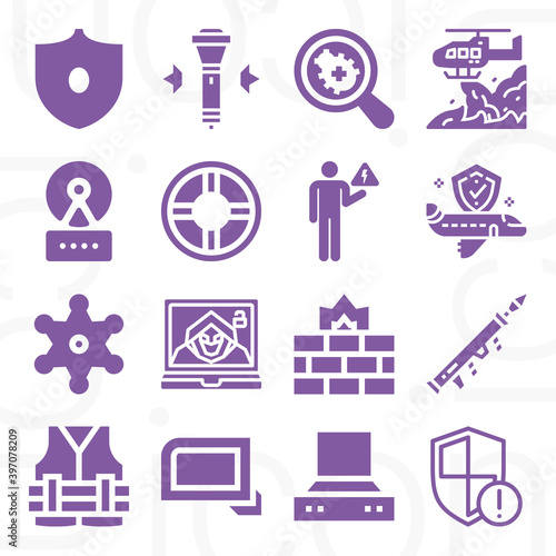 16 pack of fastened  filled web icons set