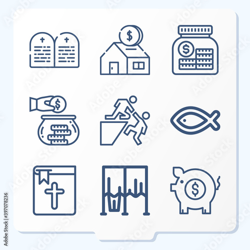 Simple set of 9 icons related to salvation