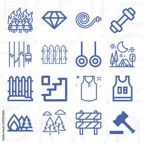 16 pack of timber  lineal web icons set