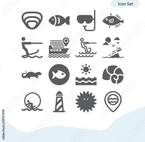 Simple set of turbulent flow related filled icons.