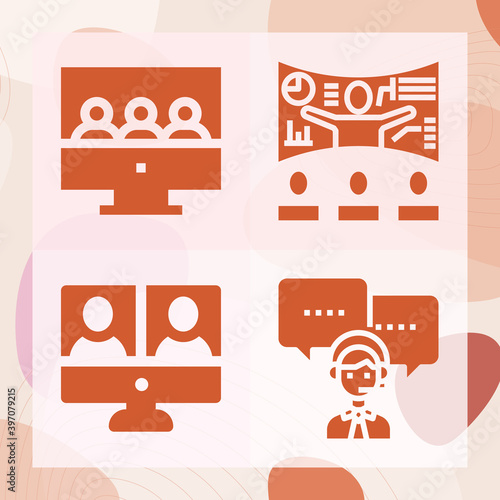 Simple set of meetings related filled icons photo