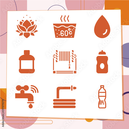 Simple set of 9 icons related to pumping