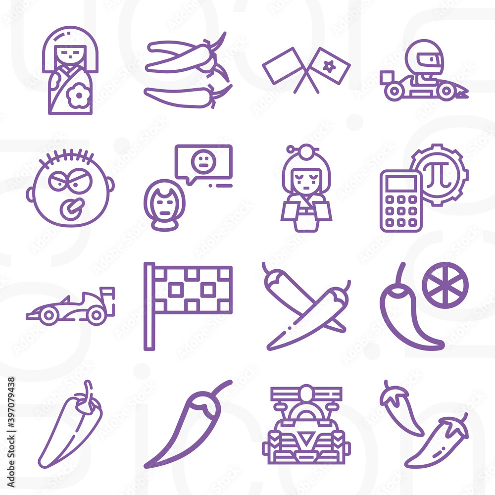 16 pack of normal  lineal web icons set