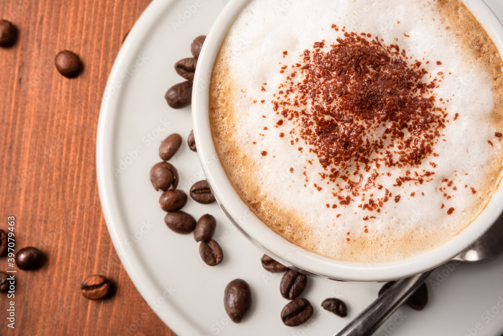 Tazza di cappuccino, colazione italiana Tazza di cappuccino, colazione italiana