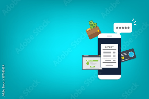 Smartphone with a notification on financial transaction. Online payment concept.	