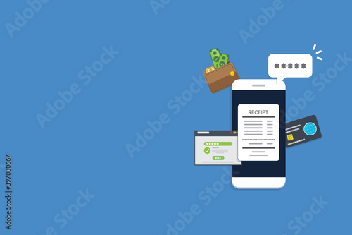 Smartphone with a notification on financial transaction. Online payment concept.	