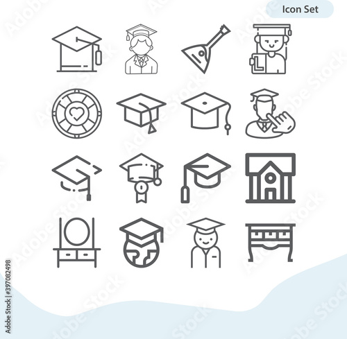 Simple set of dissertation related lineal icons.