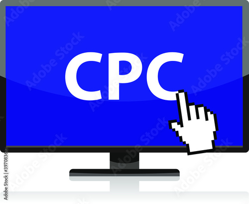 cpc, cost per click, computer monitor, vector illustration 