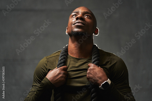 Man resting after intense training exercises