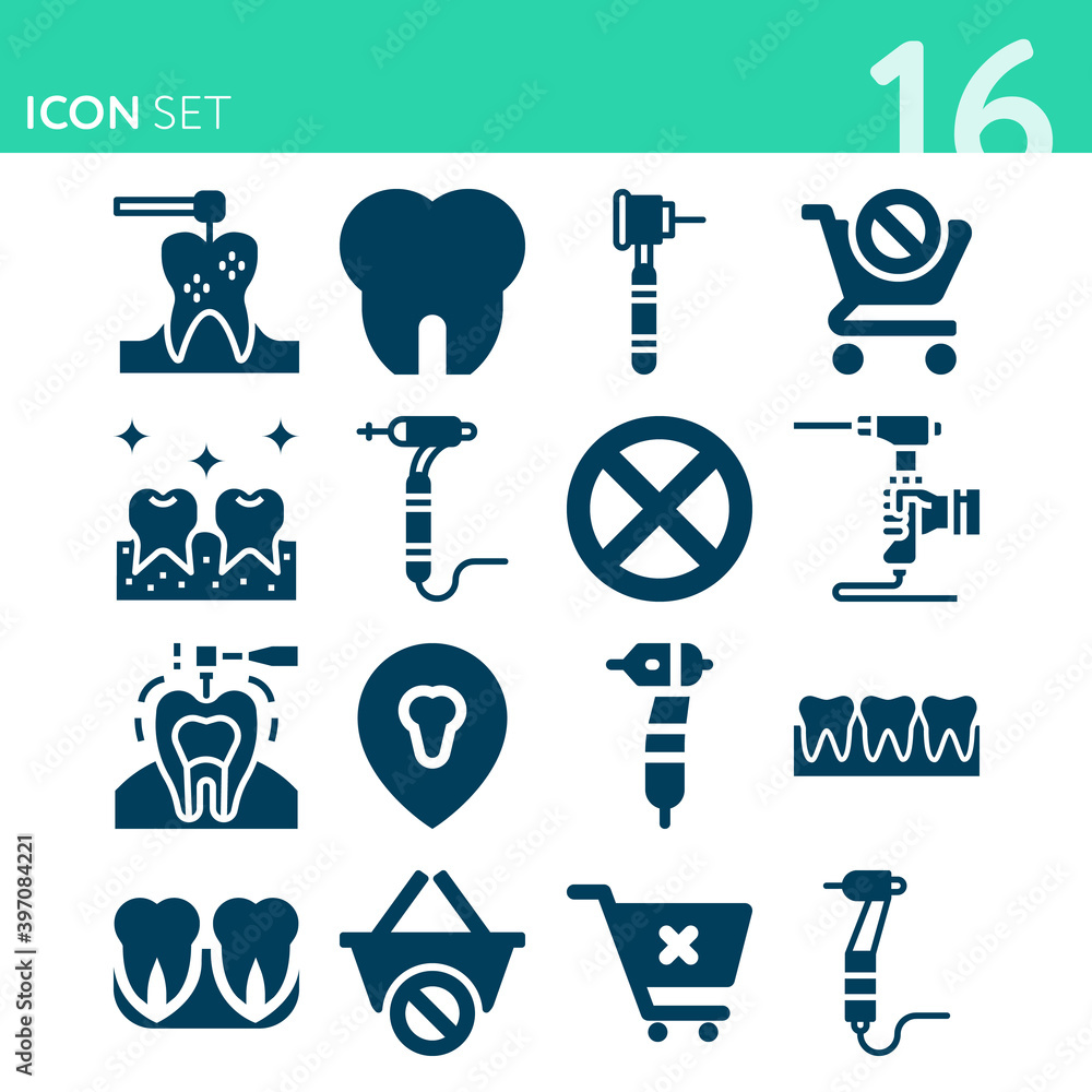 Simple set of 16 icons related to mountain pine Simple set of 16 icons related to mountain pine