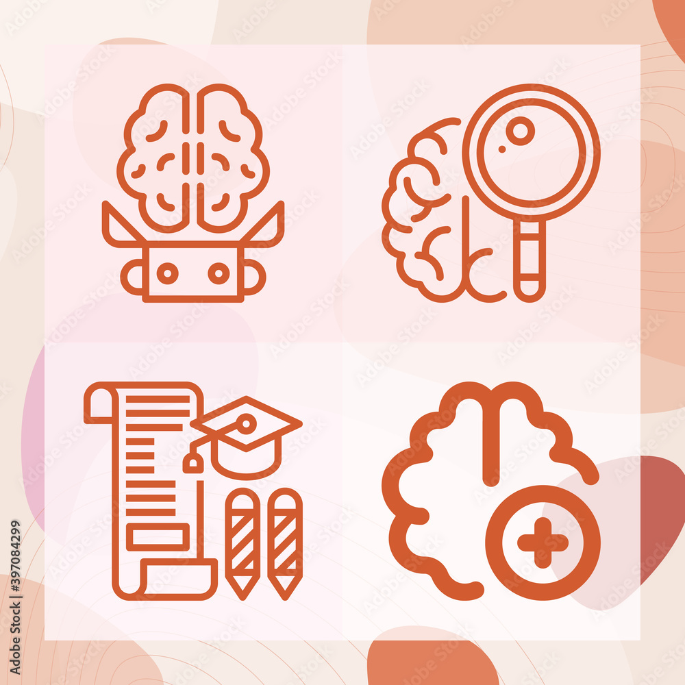 Simple set of intellectual related lineal icons Simple set of intellectual related lineal icons