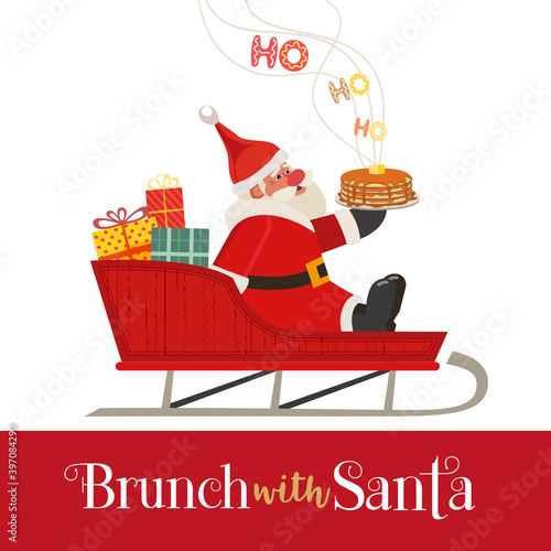 Brunch with Santa Fancy Holiday vector flat icon