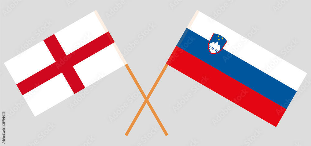 Crossed flags of England and Slovenia
