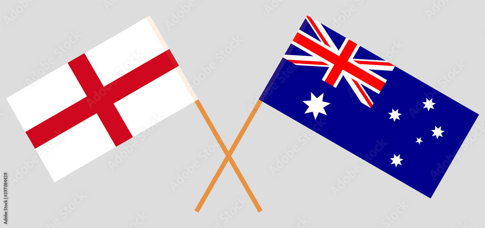 Crossed flags of England and Australia