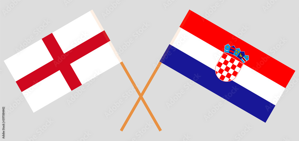 Crossed flags of England and Croatia