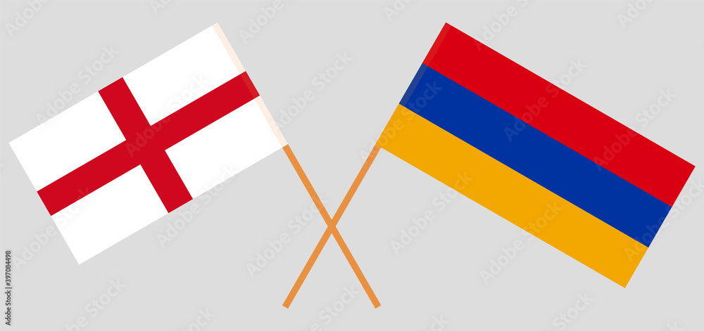 Crossed flags of England and Armenia